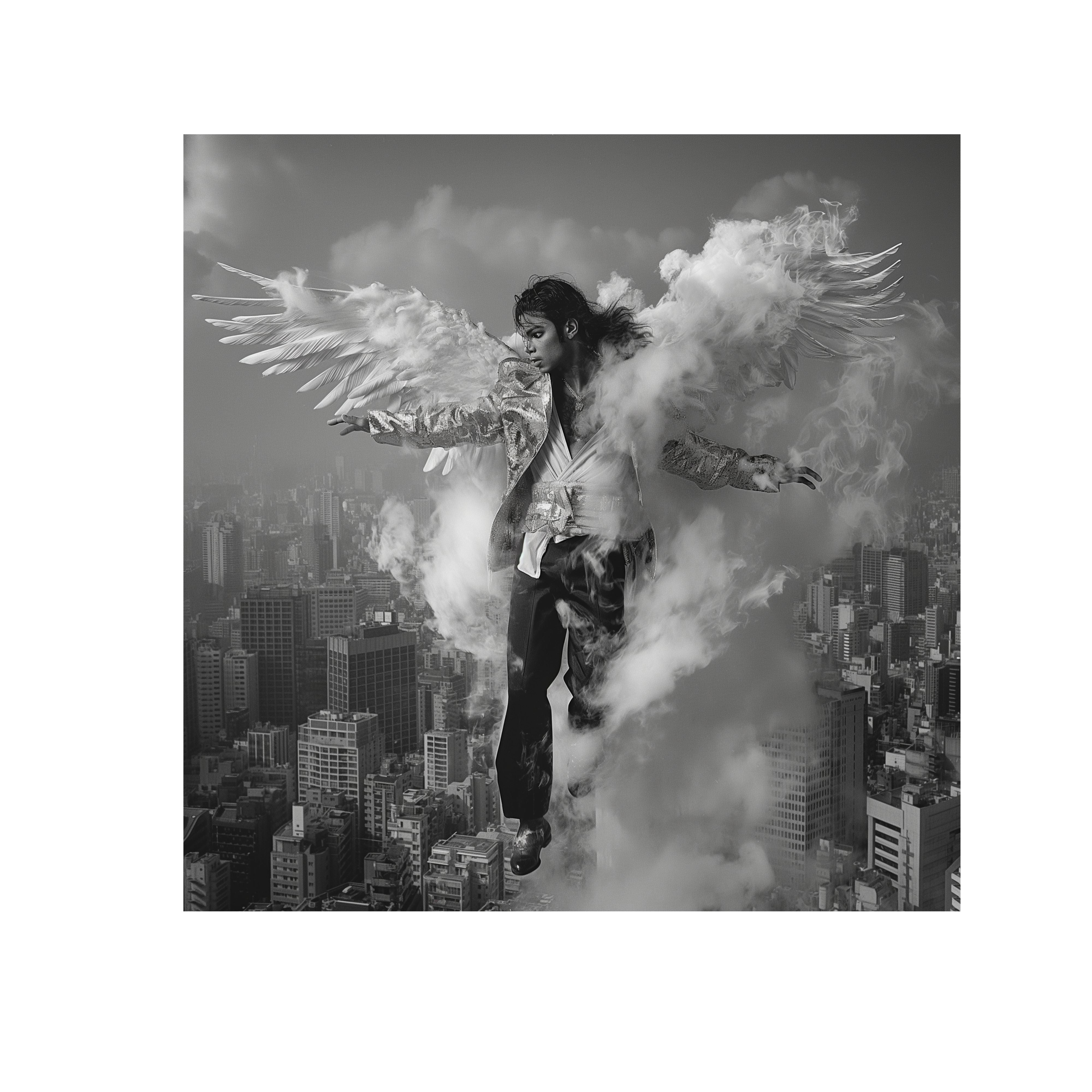 Michael Jackson Retro Angel Wings Wall Art Print | Free